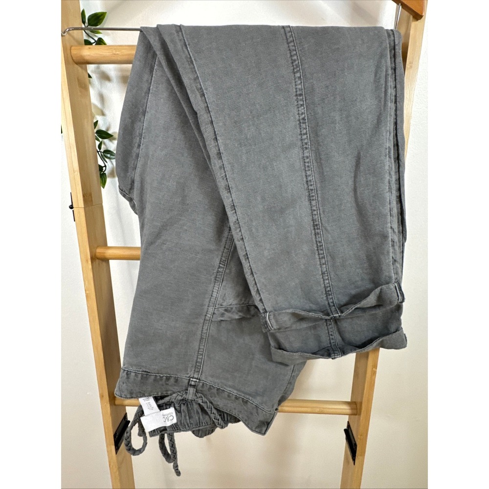 C&C California Grey Linen Lyocell Blend Braided Belt Utility Pants Womens Large